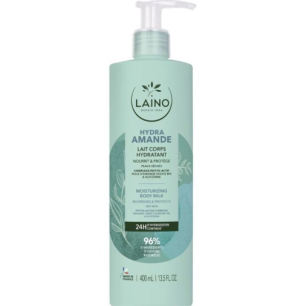 Laino Hydra Amande Lait Corps Hydratant - 400 ml - Hydrate, nourrit et protège la peau sèche