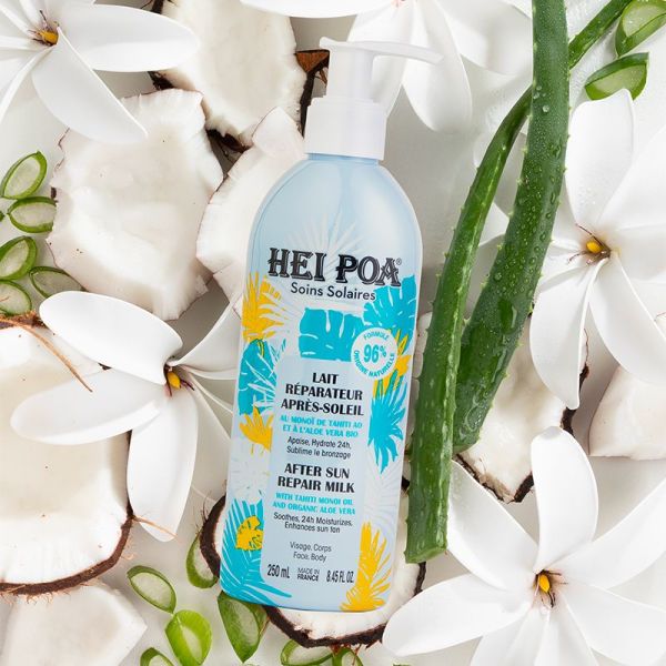 Hei Poa Lait Réparateur Après-Soleil - Flacon-Pompe de 250 ml - Apaisant et sublimant