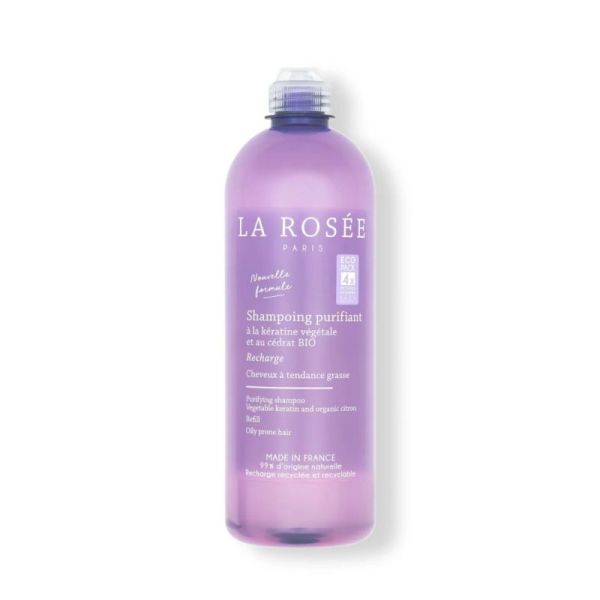La Rosée Shampoing Purifiant Recharge 400 ml – Soin lavant sébo-régulateur et assainissant cheveux gras
