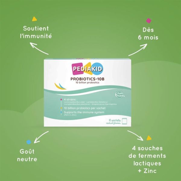 Pediakid Probiotiques-10M 10 Sachets – Équilibre de la flore intestinale