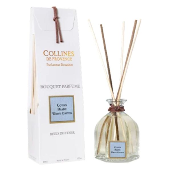 Collines de Provence Diffuseur de Parfum Coton Blanc 100ml – Senteur fraîche et poudrée