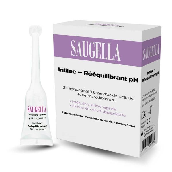 Saugella Intilac Rééquilibrant pH - Gel Intravaginal - Rééquilibre la Flore Vaginale - 7 Monodoses de 5 ml