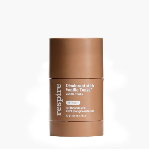 Respire Déodorant Stick Vanille Tonka 50g - Efficacité 48h naturelle et emballage zéro plastique