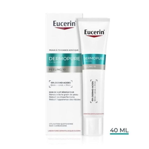 Eucerin Dermopure Clinical Peeling 10 Soin de Nuit Rénovateur 40 ml - Renouvelle le grain de peau et réduit les imperfections