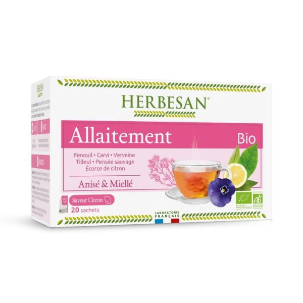 Herbesan Infusion Bio Allaitement - Saveur Citron, 20 sachets