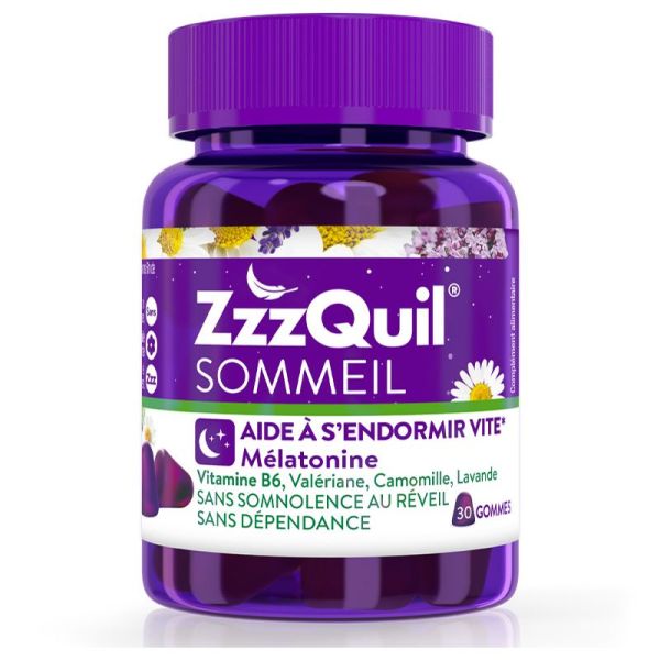 ZzzQuil 30 Gummies Arôme Fruits des Bois - Complément alimentaire pour le sommeil, aide à s'endormir vite