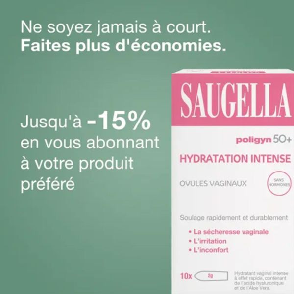 Saugella Poligyn 50+ Ovules Vaginaux 10 Ovules – Hydratation intense et confort intime