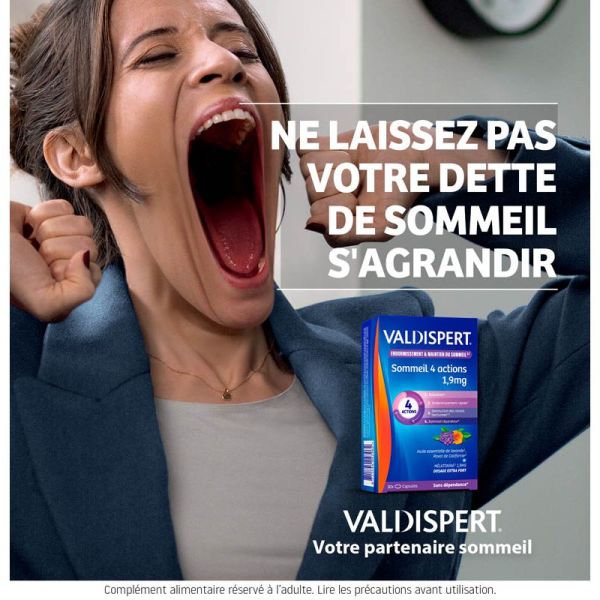 Valdispert Sommeil 4 Actions 1,9mg - 40 comprimés orodispersibles - Endormissement en 1 minute