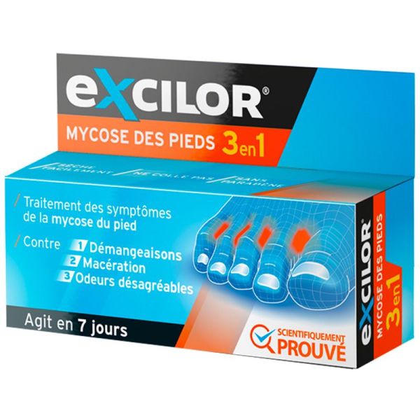 Excilor Mycose des Pieds 3 en 1 Crème - Traite les mycoses en 7 jours, soulage les démangeaisons, réduit les odeurs