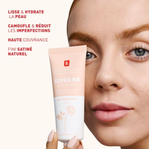 Erborian Super BB au Ginseng 15ml Teinte Chocolat – Crème de teint couvrante anti-imperfections SPF20