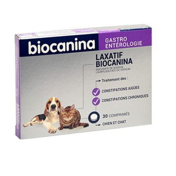 Biocanina laxatif pour chiens et chats - 30 comprimés
