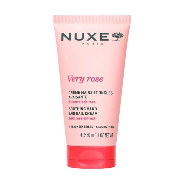 Nuxe Very Rose Crème Mains et Ongles Apaisante 50ml - Hydrate, Adoucit, Protège