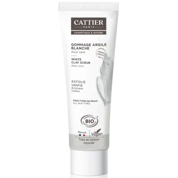 Cattier Gommage Argile Blanche Bio 100ml – Exfoliant douceur et éclat