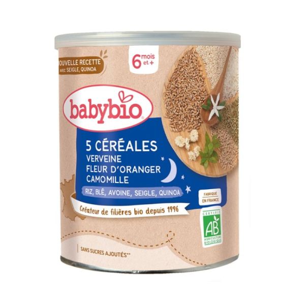 Babybio 5 Céréales Verveine Fleur d'Oranger Camomille 6 mois et plus - 220g