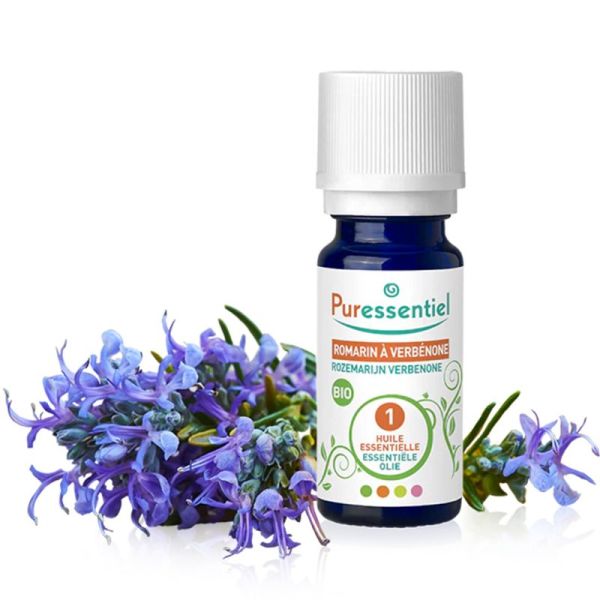 Puressentiel Huile Essentielle Romarin à Verbénone Bio 5 ml – Régénérateur du foie, purifiant cutané et cicatrisant d'exception