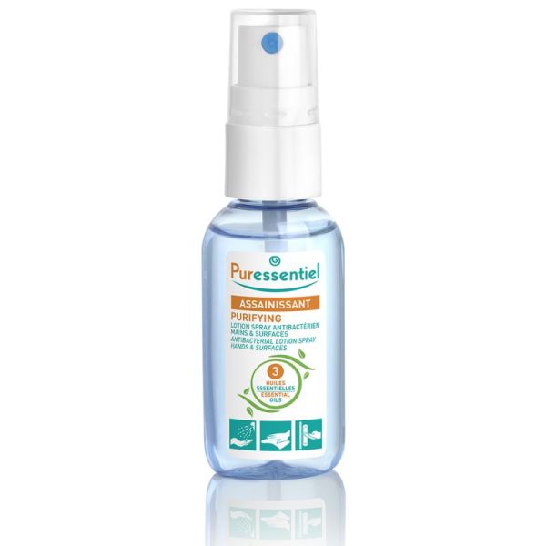 Puressentiel Assainissant Lotion Spray Antibacteriens Mains Et Surfaces - 25ml - Nettoie, assainit et hydrate