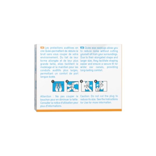 Quies Protections auditives en cire grande taille - Réduction efficace des nuisances sonores pour grands conduits auditifs