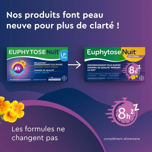 EuphytoseNuit Relaxation Endormissement Rapide - 15 comprimés