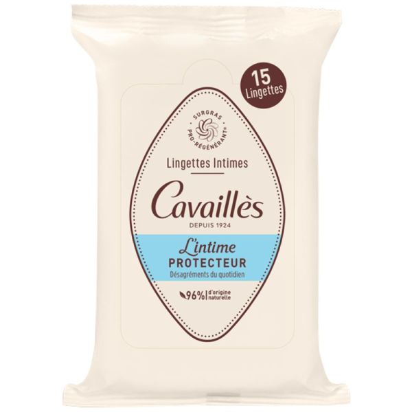 Cavaillès Lingettes Intimes Protecteur 15 Lingettes – Fraîcheur nomade et antibactérien