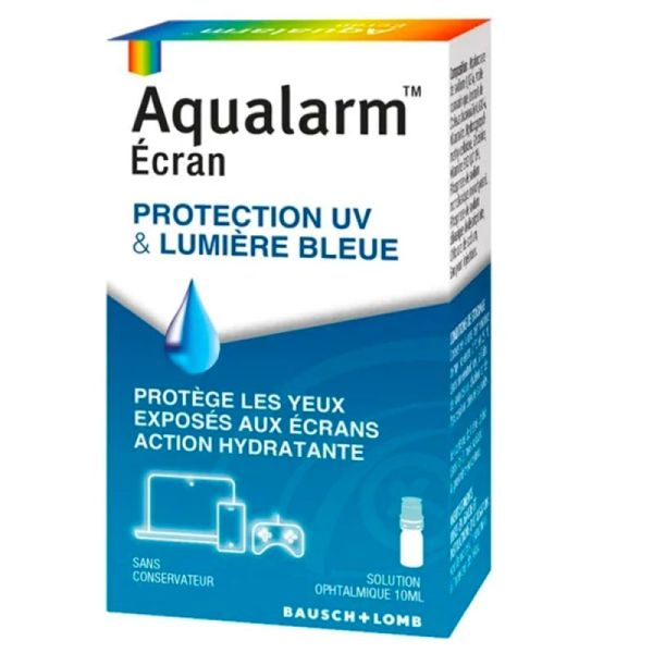 Bausch & Lomb Aqualarm Ecran Collyre - 10ml - Protection UV et Lumière Bleue