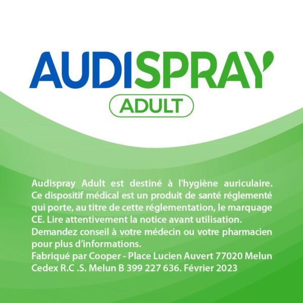 Audispray Adulte Hygiène de l'Oreille Lot de 2 x 50ml - Bouchon de Cérumen
