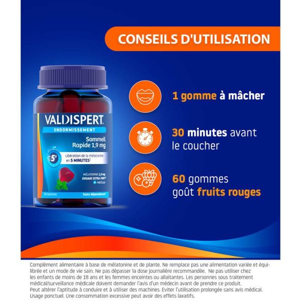 Valdispert Sommeil Rapide 1,9 mg - 60 Gummies - Endormissement rapide