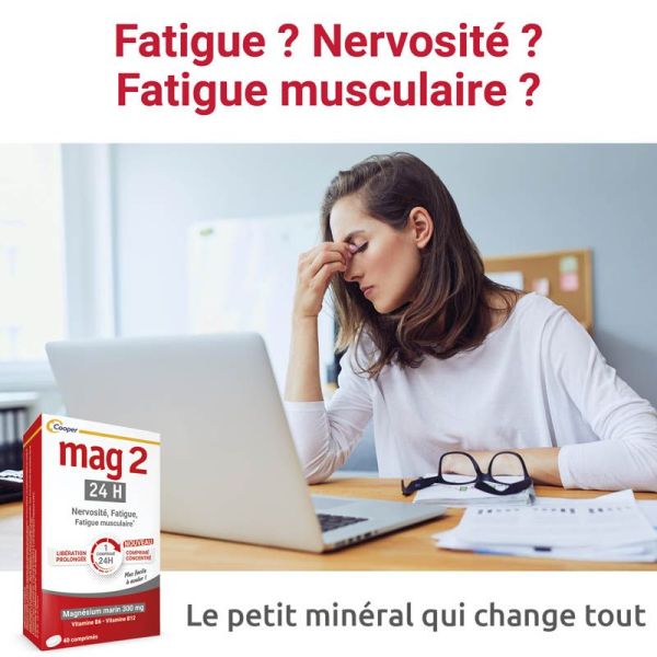 Cooper MAG 2 24H Nervosité, Fatigue et Fatigue Musculaire - 40 Comprimés