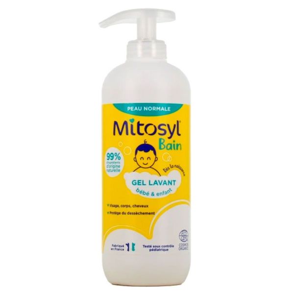 Mitosyl Gel Lavant Corps et Cheveux - Dès la Naissance - Aux Vertus Adoucissantes et Protectrices - 490 ml