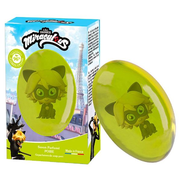 Le Comptoir Du Bain Savon Solide Miraculous Chat Noir - Parfum Poire - Nettoie Délicatement - 75g