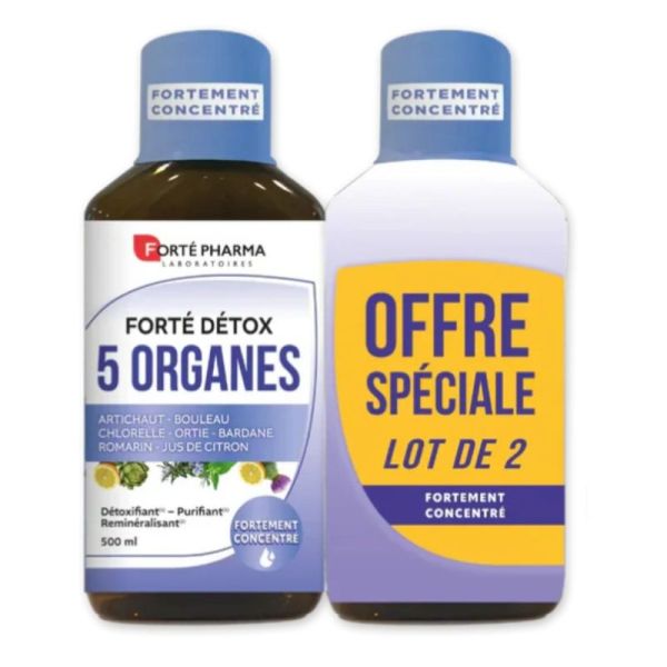 Forté Pharma Forté Détox 5 Organes Détoxifiant Action Globale - 2 x 500ml