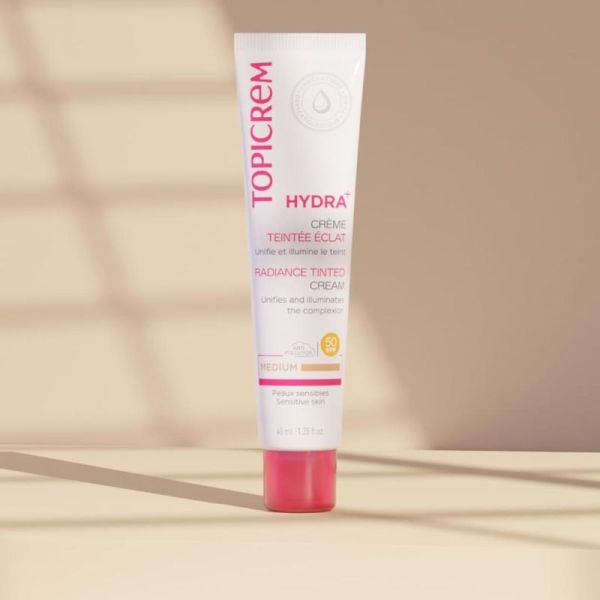 Topicrem Hydra+ Crème Teintée Éclat SPF50 Médium 40 ml – Hydratation et protection