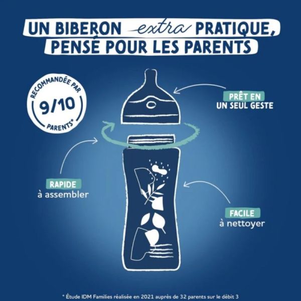 Dodie Biberon Tétine Perforée Anti-Colique 270ml Débit Moyen – Tétée naturelle et confort