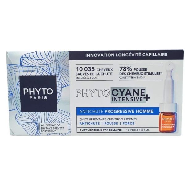 Phyto Phytocyane Intensive+ Antichute Progressive Homme 12 fioles x 5 ml