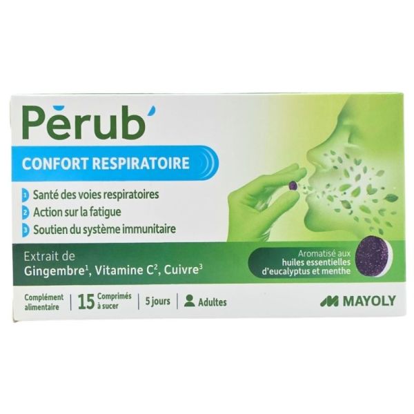 Mayoly Pérub' Confort Respiratoire 15 comprimés à sucer - Voies respiratoires, fatigue et système immunitaire