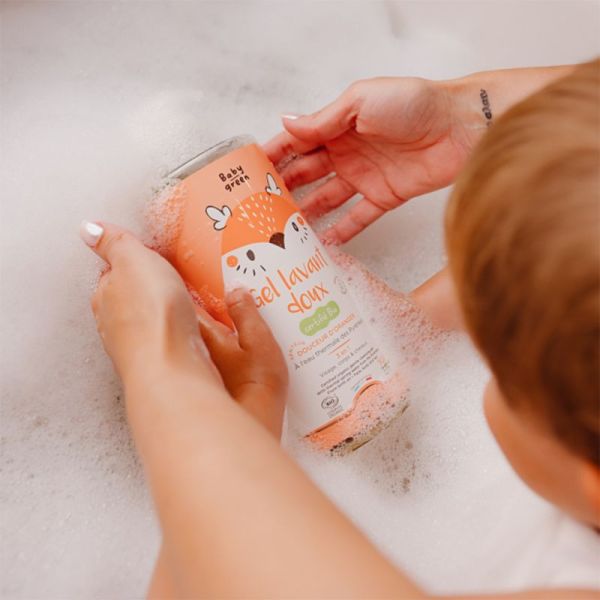 MKL Green Gel Lavant Doux Bio - 1 L - Nettoie délicatement le visage, le corps et les cheveux de bébé