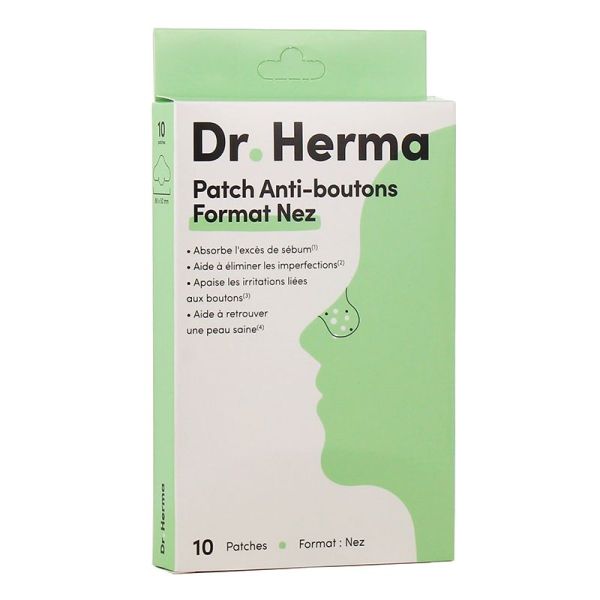 Dr Herma Patch Anti-Boutons - Pour Peau Acnéique - Format Nez 88 x 50 mm - 10 Patches