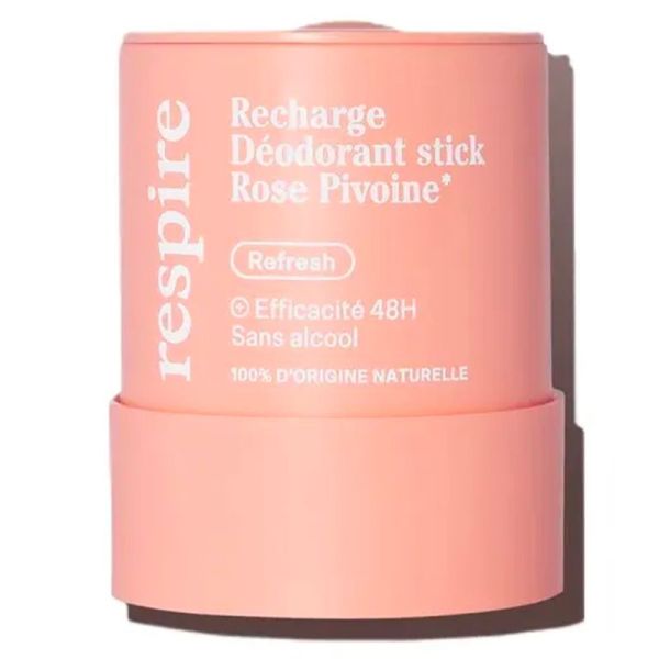 Respire Déodorant Stick Bio - Recharge de 50 g - Rose Pivoine - Protection naturelle 48 h