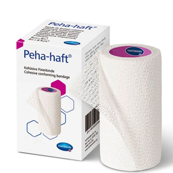 Hartmann Peha Haft Bande Cohésive - Sans latex - Maintient Pansements & Canules - 4cmx4m - 1 Bande