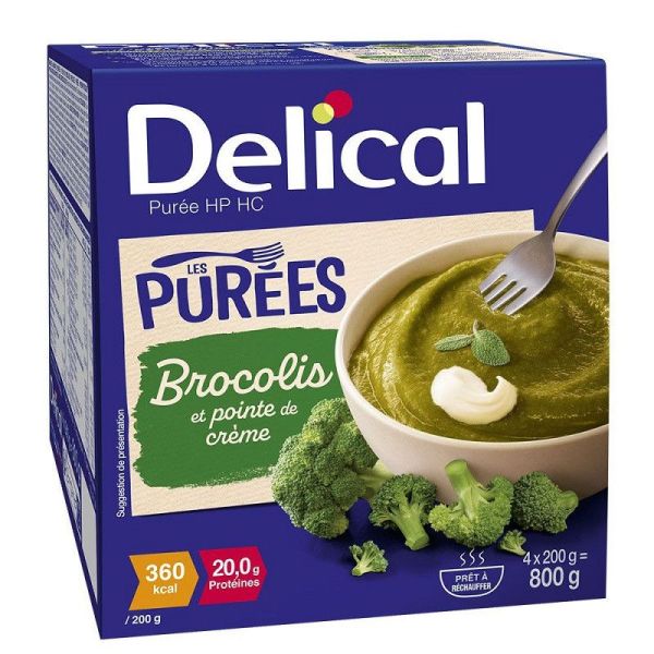 Delical Purée Hyperprotidique Hypercalorique Brocolis - 4 x 200g