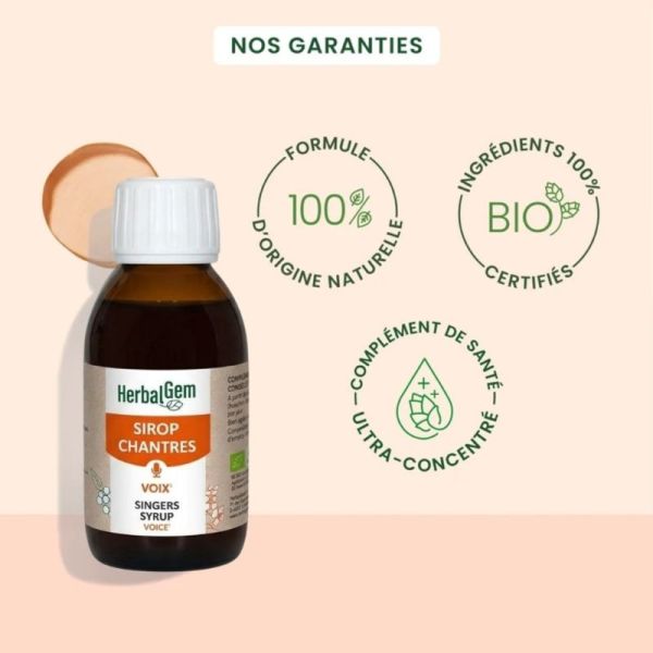 HerbalGem Sirop Chantres Voix enrouée 150 ml - confort gorge et cordes vocales