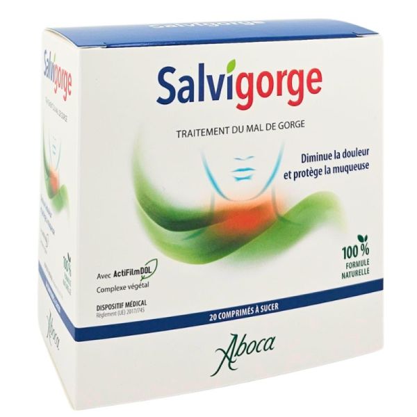 Aboca Salvigorge Maux de gorge - 20 comprimés à sucer - Soulagement naturel et protection
