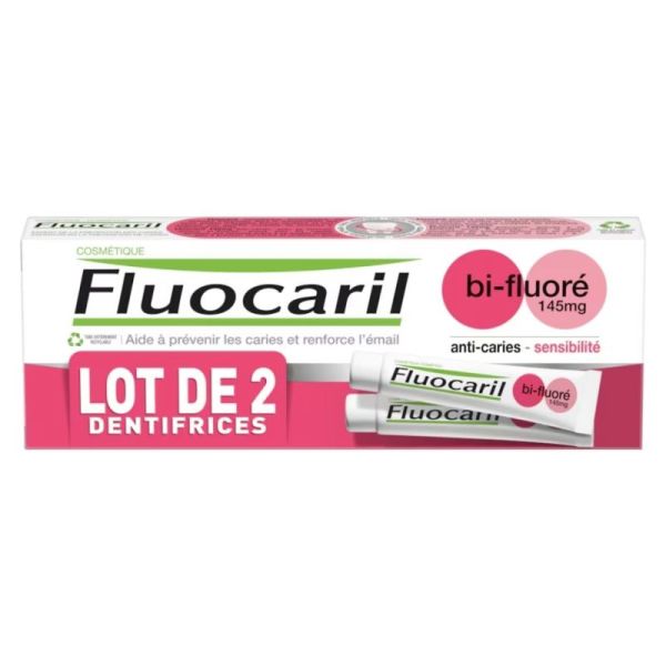Fluocaril Dentifrice Bi-Fluoré Dents Sensibles 145mg 2x75ml - Soulage la sensibilité dentaire et prévient les caries