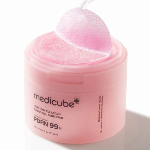 Medicube PDRN Pink Collagen Toning Gel Toner Pad Éclat & Fermeté - 120ml / 70 pads