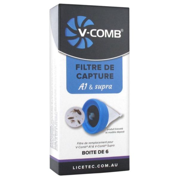 Licetec V-Comb Filtre de Capture A1 et Supra 6 Filtres – Hygiène et recharge