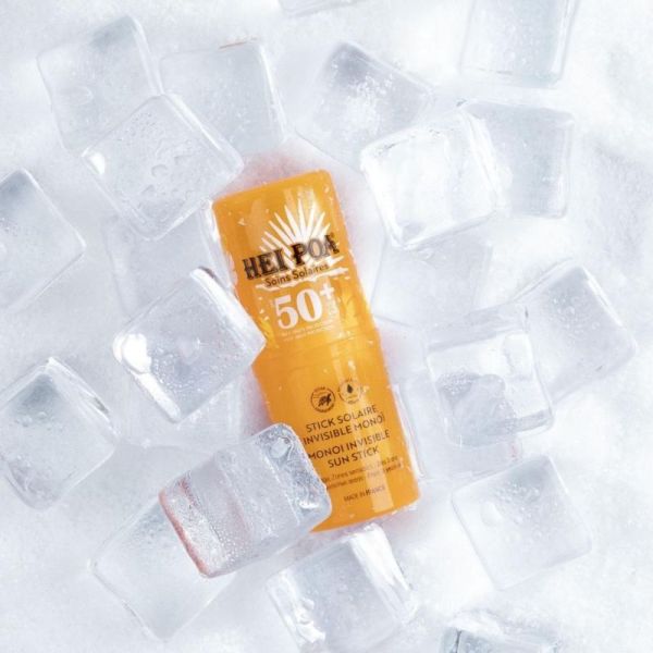 Hei Poa Stick Solaire Invisible SPF50+ au Monoï 15g - Très haute protection pour visage et zones sensibles