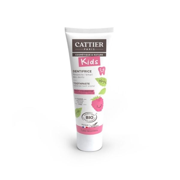 Cattier Kids Dentifrice 2-6 Ans Bio Goût Framboise - 50ml