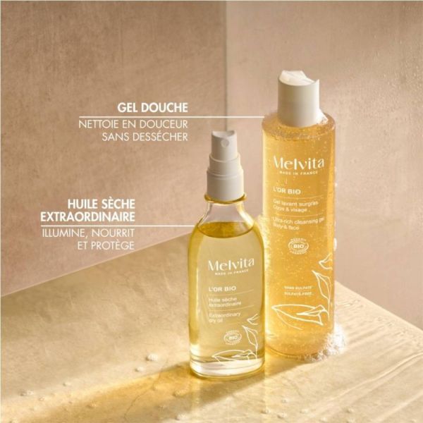 Melvita Huile Extraordinaire L'Or Bio 50 ml - Nutrition, éclat immédiat et effet gloss