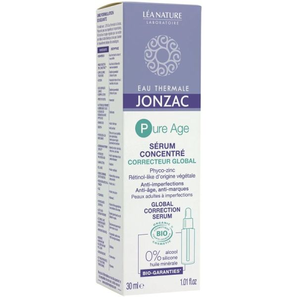 Eau Thermale Jonzac Pure Age Sérum Concentré Correcteur Global Bio - 30 ml - Corrige, lisse et régénère la peau
