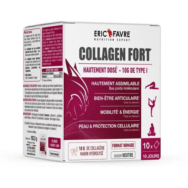 Eric Favre Collagen Fort Soutien De La Peau & Des Articulations - 10 Sachets