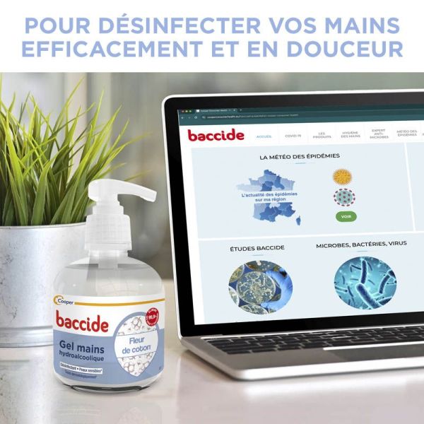 Baccide Gel Hydroalcoolique Mains Fleur de Coton - 300ml - Hygiène efficace et parfum délicat